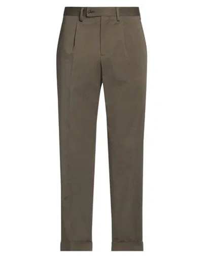Caruso Man Pants Military Green Size 36 Cotton, Elastane