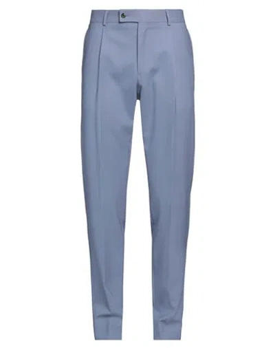Caruso Man Pants Slate Blue Size 38 Wool In Blue