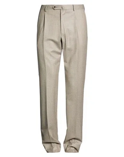 Caruso Man Pants Taupe Size 36 Wool In Gray