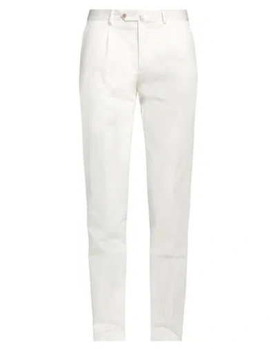 Caruso Man Pants White Size 34 Cotton, Elastane