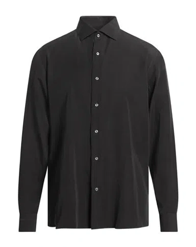 Caruso Man Shirt Black Size 16 ½ Cotton In Black