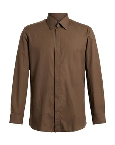 Caruso Man Shirt Dark Brown Size 17 Cotton