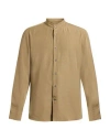 Caruso Man Shirt Khaki Size 17 Tencel In Brown