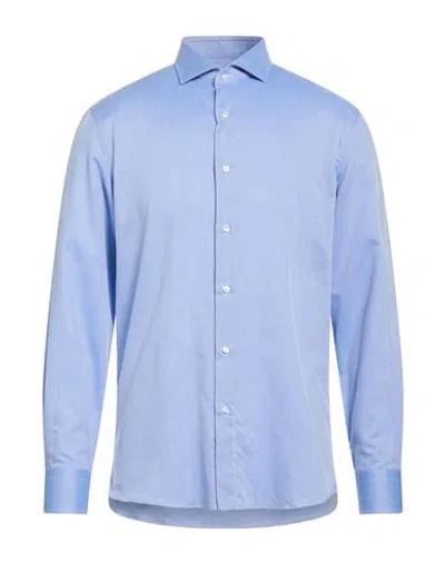 Caruso Man Shirt Light Blue Size 15 ½ Cotton In Multi