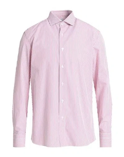 Caruso Man Shirt Red Size 17 Cotton In Pink