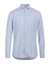 Caruso Man Shirt Sky Blue Size 17 Cotton In Blue