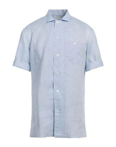 Caruso Man Shirt Sky Blue Size Xxl Linen In Blue