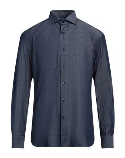 Caruso Man Shirt Slate Blue Size 16 ½ Cotton
