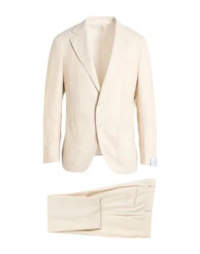 Caruso Man Suit Beige Size 44 Wool In Neutral