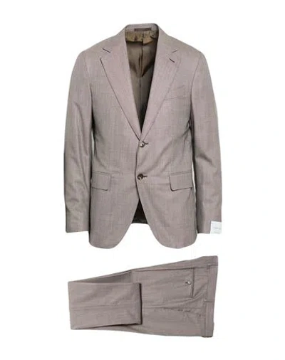 Caruso Man Suit Beige Size 44 Wool In Gray