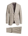 Caruso Man Suit Beige Size 46 Wool In Brown