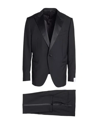 Caruso Man Suit Black Size 38 Wool, Superkid Mohair