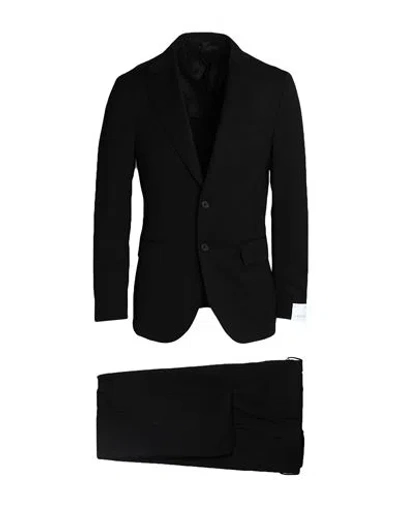 Caruso Man Suit Black Size 44 Wool, Elastane