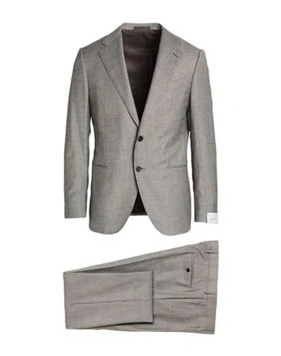 Caruso Man Suit Black Size 48 Wool In Gray