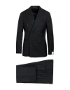 Caruso Man Suit Black Size 48 Wool In Black