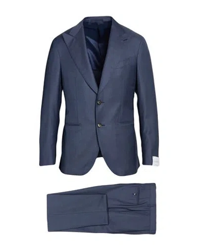 Caruso Man Suit Blue Size 44 Wool