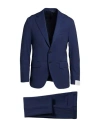 Caruso Man Suit Blue Size 46 Wool In Blue