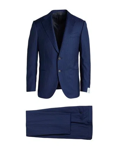 Caruso Man Suit Blue Size 46 Wool