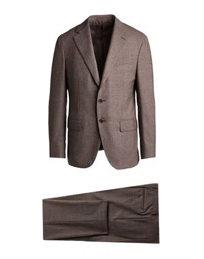 Caruso Man Suit Brown Size 42 Wool