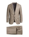 Caruso Man Suit Brown Size 46 Wool In Neutral