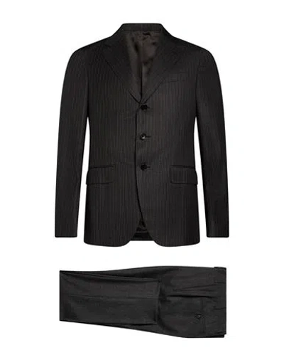 Caruso Man Suit Charcoal Size 36 Wool In Gray