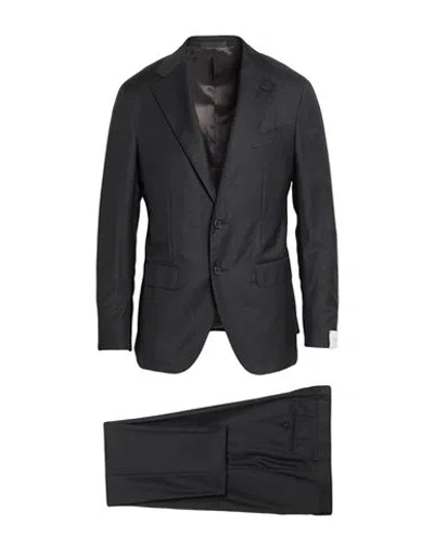 Caruso Man Suit Charcoal Size 36 Wool In Grey