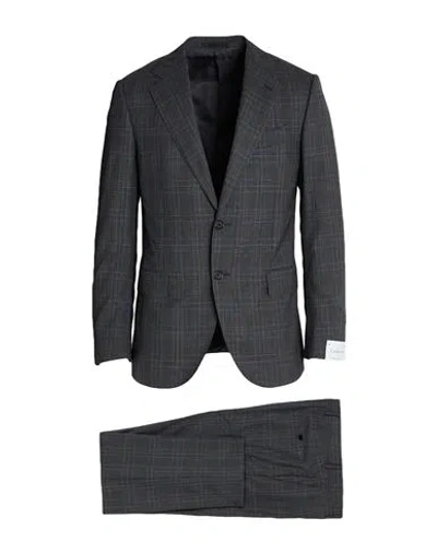 Caruso Man Suit Charcoal Size 40 Wool In Gray