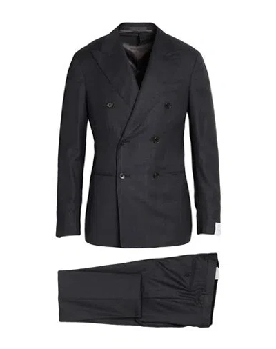 Caruso Man Suit Charcoal Size 42 Wool In Gray