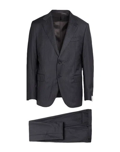 Caruso Man Suit Charcoal Size 42 Wool In Grey