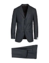 Caruso Man Suit Charcoal Size 44 Wool In Blue