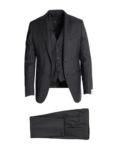 Caruso Man Suit Charcoal Size 44 Wool In Gray