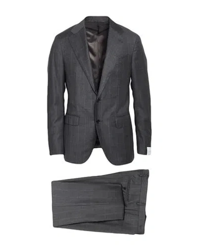 Caruso Man Suit Charcoal Size 44 Wool In Blue