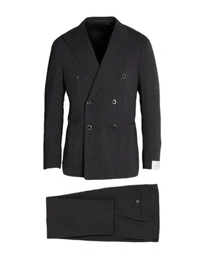 Caruso Man Suit Charcoal Size 44 Wool In Gray