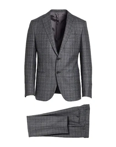 Caruso Man Suit Charcoal Size 44 Wool In Gray