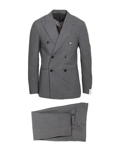 Caruso Man Suit Charcoal Size 44 Wool, Mohair Wool In Gray