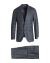 Caruso Man Suit Charcoal Size 46 Wool In Blue
