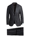 Caruso Man Suit Charcoal Size 46 Wool In Black