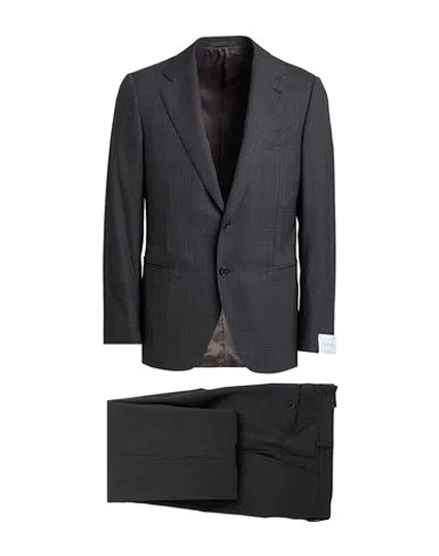 Caruso Man Suit Charcoal Size 46 Wool In Grey