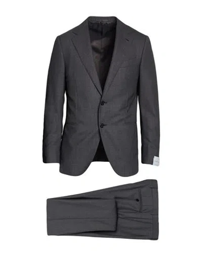 Caruso Man Suit Charcoal Size 48 Wool In Gray