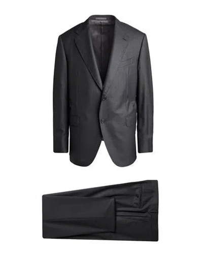 Caruso Man Suit Charcoal Size 50 Super 170s Wool In Gray