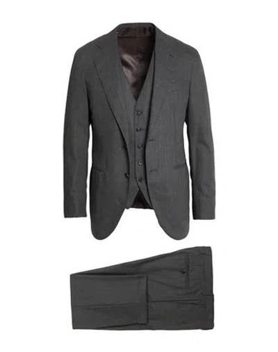 Caruso Man Suit Charcoal Size 52 Wool