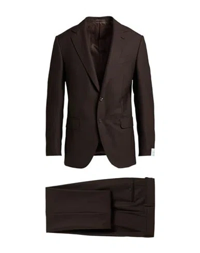 Caruso Man Suit Chocolate Brown Size 44 Wool