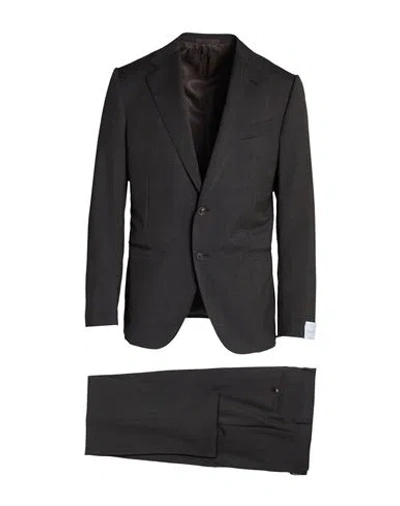 Caruso Man Suit Chocolate Brown Size 44 Wool, Mohair Wool