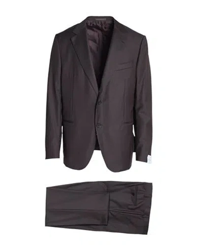 Caruso Man Suit Chocolate Brown Size 48 Wool