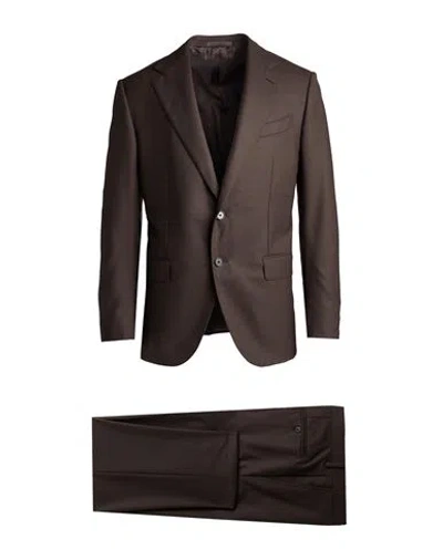 Caruso Man Suit Dark Brown Size 42 Wool