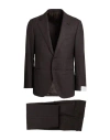 Caruso Man Suit Dark Brown Size 46 Wool In Brown
