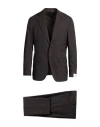 Caruso Man Suit Dark Brown Size 44 Wool In Brown