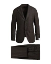 Caruso Man Suit Dark Brown Size 46 Super 170s Wool, Cashmere In Brown