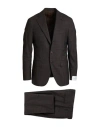 Caruso Man Suit Dark Brown Size 46 Wool In Brown