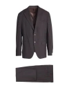 Caruso Man Suit Dark Brown Size 46 Wool In Brown